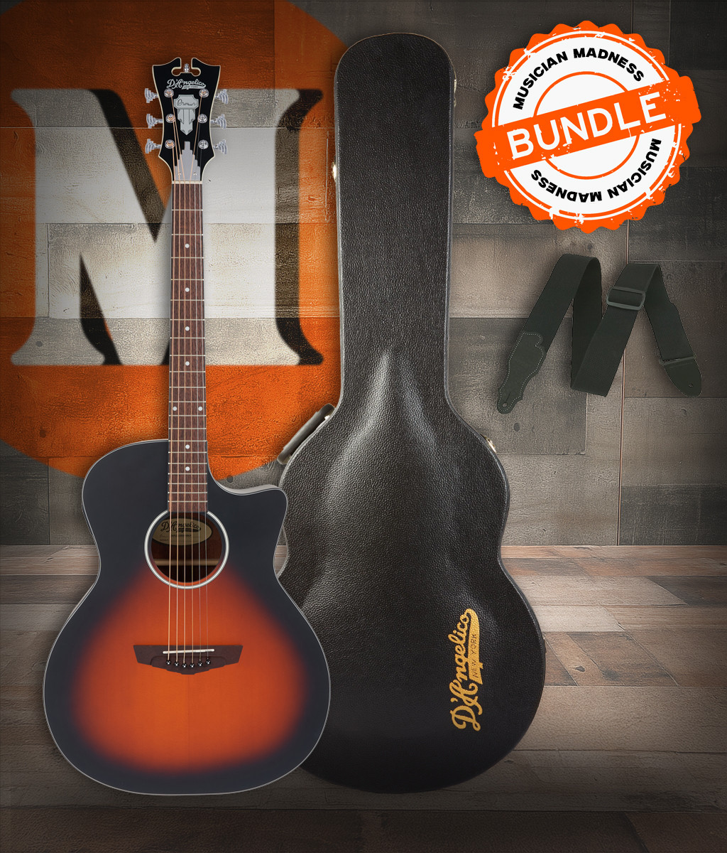 D’Angelico Gramercy LS Grand Auditorium CE – Satin Vintage Sunburst Bundle w/ Hard Case & Strap (DAPLSG200SVSBCP) | Musician Madness