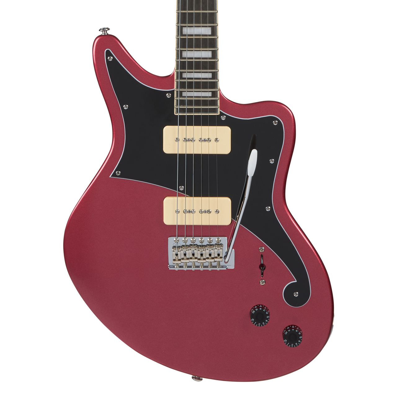 Dâ€™Angelico Premier Bedford â€“ Oxblood Bundle (DAPBEDOXBCTR) featuring an offset solid body electric guitar in Oxblood finish, versatile pickup configuration, and an included gig bag plus Supro Delta King 10 amp.