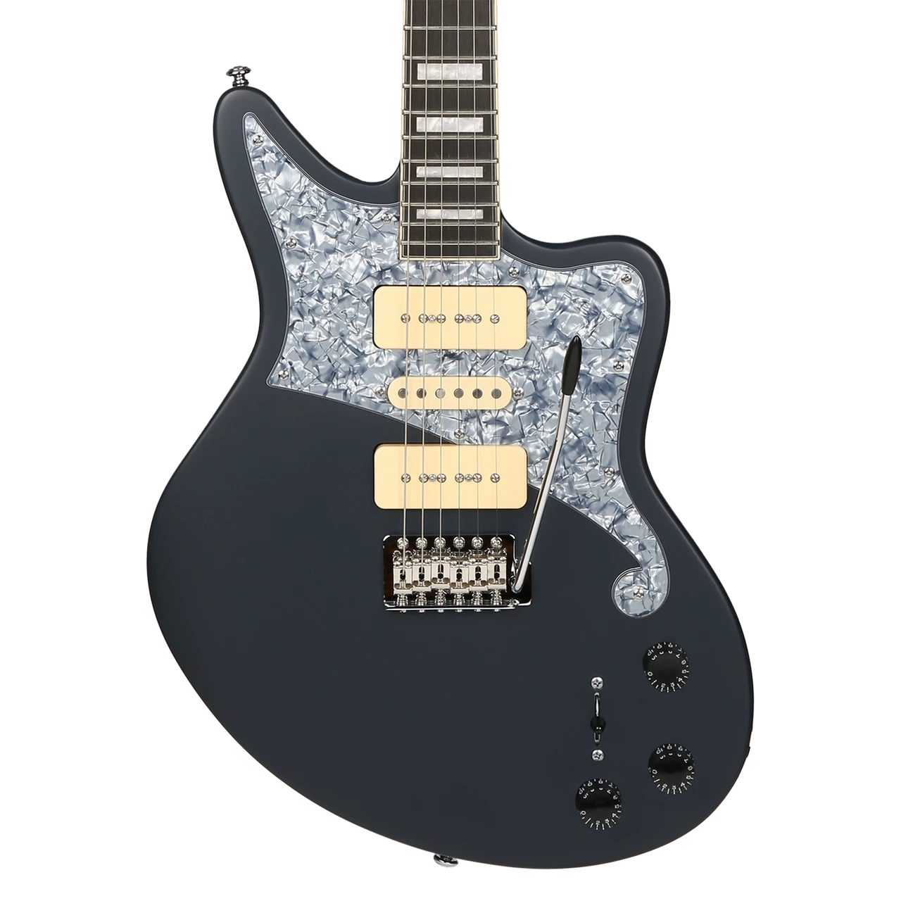 Dâ€™Angelico Bob Weir Signature â€“ Matte Stone Bundle (DAPBEDBWMSTCTR) featuring a signature electronics layout, Matte Stone finish, offset body design, premium gig bag, and included Supro Delta King 10 amp for a complete stage-ready setup.