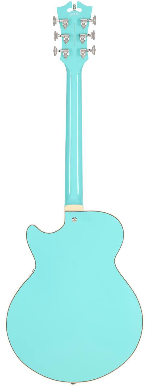 Dâ€™Angelico Premier SS Single Cutaway - Surf Green (DAPSSSGRNS) featuring a semi-hollow single-cut body, stop-bar tailpiece, dual humbuckers, and a warm Dark Iced Tea Burst finish for expressive modern tones.