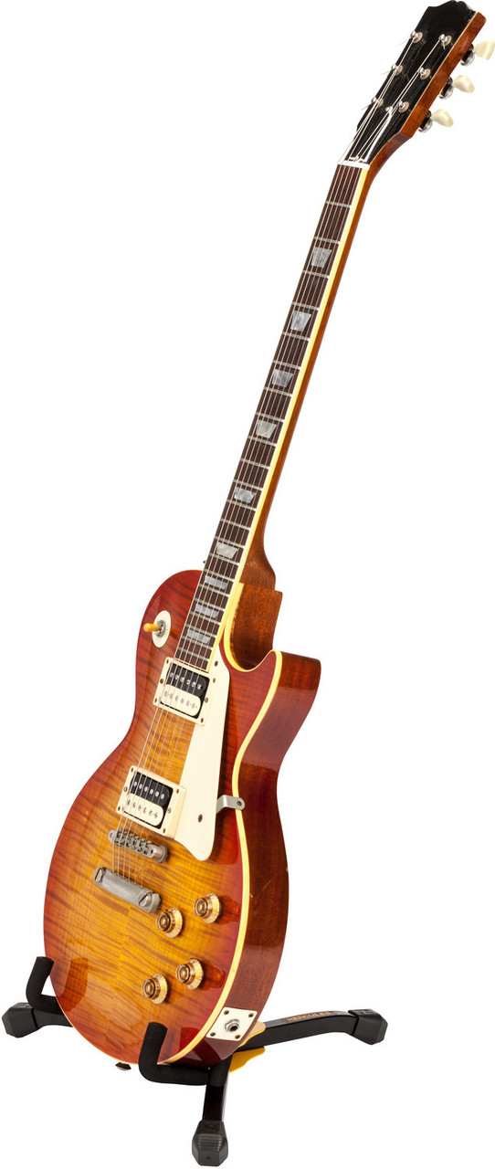 Hercules GS402BB Mini Electric Guitar Stand featuring a compact foldable design, padded supports, and stable frame ideal for electric guitars and travel use.