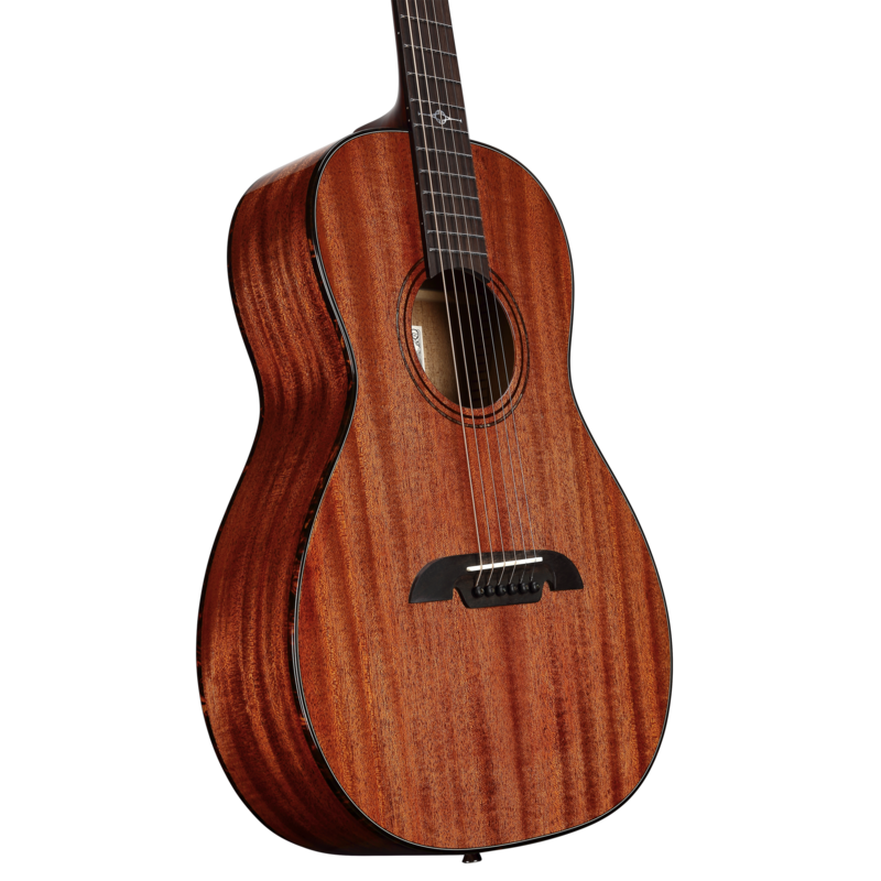 The Alvarez Masterworks MP66 Parlor Acoustic Guitar features an all-solid mahogany top, back, and sides, creating a warm, woody voice with focused midrange perfect for blues, folk, and fingerstyle. Its compact parlor body offers excellent comfort and vintage character, paired with high-quality Masterworks craftsmanship for responsive tone and exceptional playability.