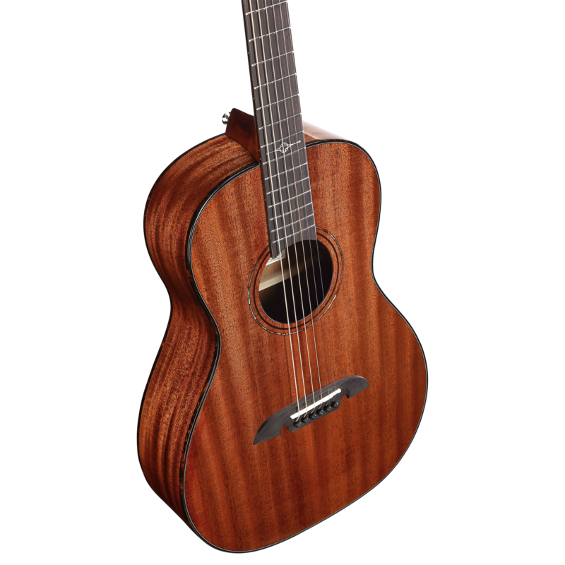 The Alvarez Masterworks MP66 Parlor Acoustic Guitar features an all-solid mahogany top, back, and sides, creating a warm, woody voice with focused midrange perfect for blues, folk, and fingerstyle. Its compact parlor body offers excellent comfort and vintage character, paired with high-quality Masterworks craftsmanship for responsive tone and exceptional playability.