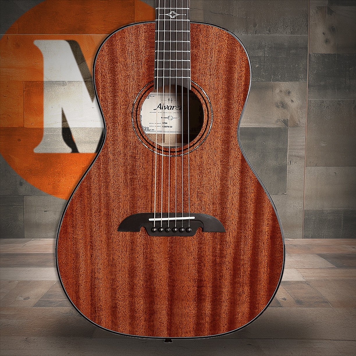 The Alvarez Masterworks MP66 Parlor Acoustic Guitar features an all-solid mahogany top, back, and sides, creating a warm, woody voice with focused midrange perfect for blues, folk, and fingerstyle. Its compact parlor body offers excellent comfort and vintage character, paired with high-quality Masterworks craftsmanship for responsive tone and exceptional playability.