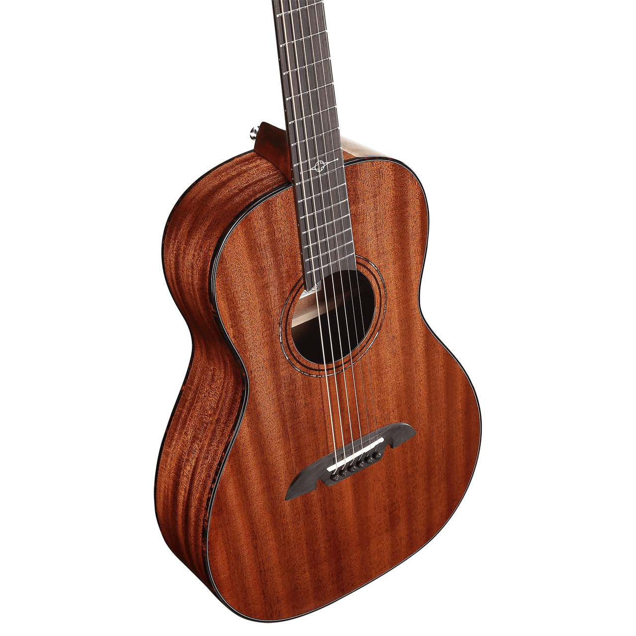 The Alvarez Masterworks MP66 Parlor Acoustic Guitar features an all-solid mahogany top, back, and sides, creating a warm, woody voice with focused midrange perfect for blues, folk, and fingerstyle. Its compact parlor body offers excellent comfort and vintage character, paired with high-quality Masterworks craftsmanship for responsive tone and exceptional playability.