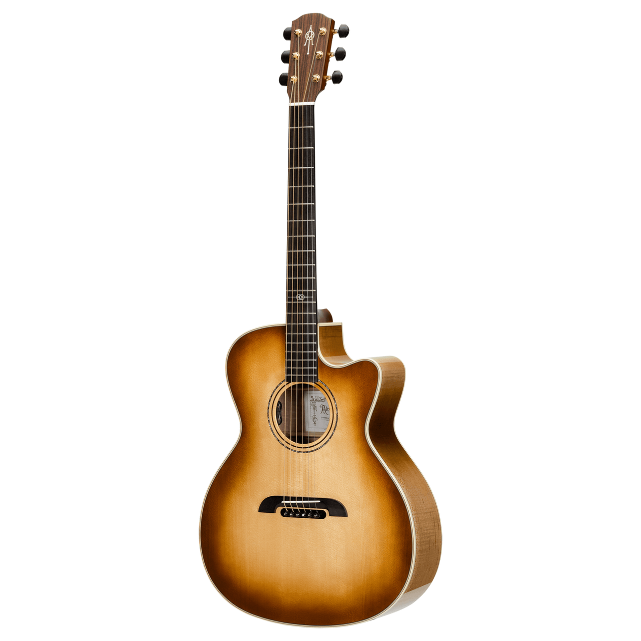 The Alvarez Yairi Masterworks GYM80ce Shadowburst Grand Auditorium Acoustic-Electric features all-solid construction with a premium solid rosewood back and sides paired with a solid spruce top, handcrafted in Japan with Yairiâ€™s FST6 forward-shifted bracing for enhanced resonance and dynamic response. Its Shadowburst finish adds striking visual depth, while the cutaway design offers upper fret access. Outfitted with high-end electronics for natural and detailed amplified tone, this guitar provides exceptional clarity, balance, and projection for discerning performers and recording artists.