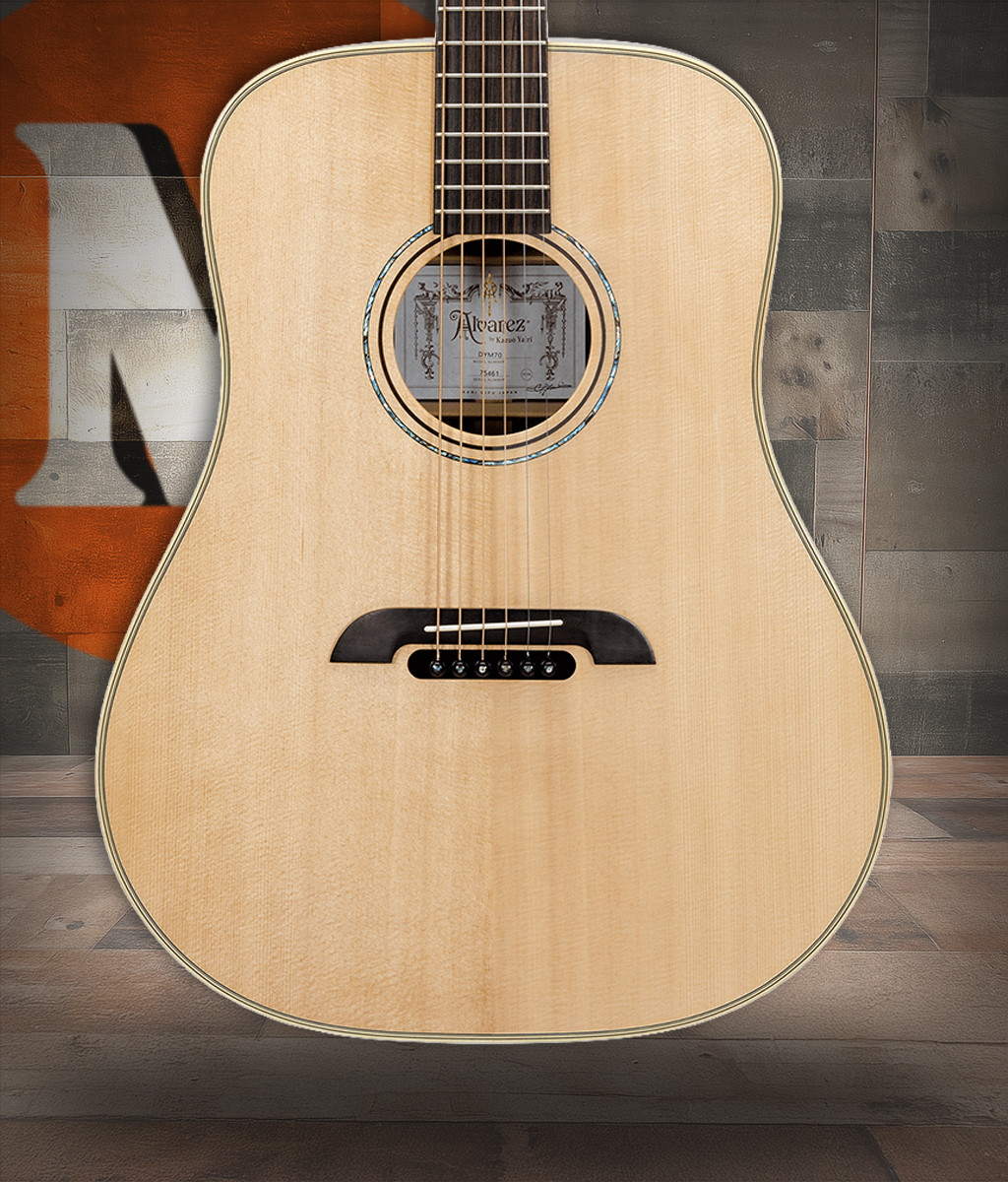 The Alvarez Yairi Masterworks DYM70 Dreadnought (DYM70) features all-solid construction with a solid spruce top paired with solid rosewood back and sides. Handcrafted in Japan, it delivers bold low-end power, articulate mids, and clear shimmering highs. The traditional dreadnought body provides strong projection and dynamic range, making it ideal for strumming, flatpicking, and performance-driven acoustic players seeking premium craftsmanship and tone.