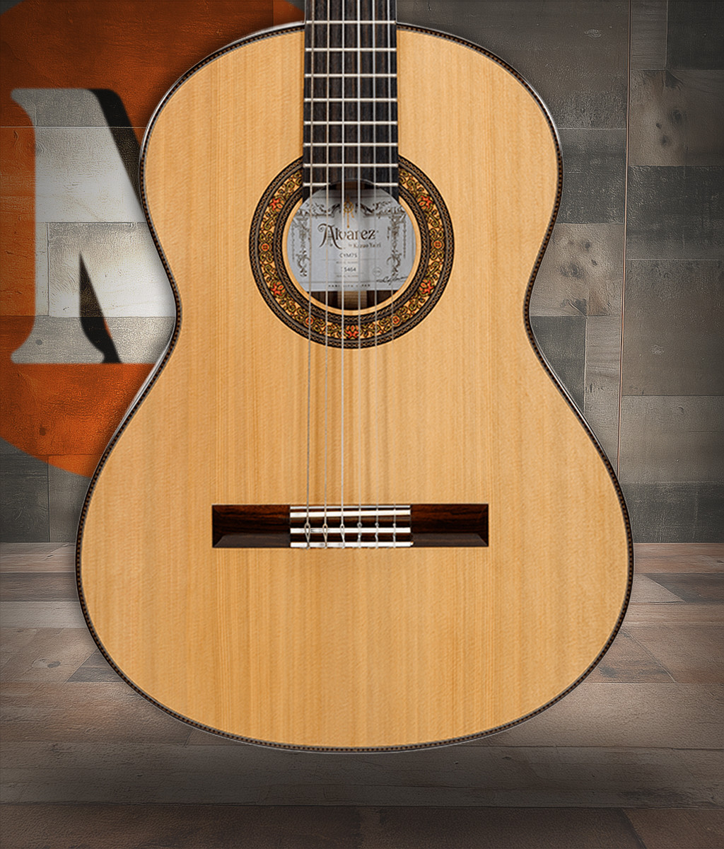 The Alvarez Yairi Masterworks CYM75 Concert Classical Guitar (CYM75) is handcrafted in Japan with all-solid tonewoods, offering rich warmth, articulate response, and dynamic sensitivity. Its concert-sized body enhances projection and tonal balance, while the traditional nylon-string design provides expressive clarity for classical, Latin, and fingerstyle repertoire. Built with Yairiâ€™s renowned craftsmanship for exceptional playability and long-term stability.