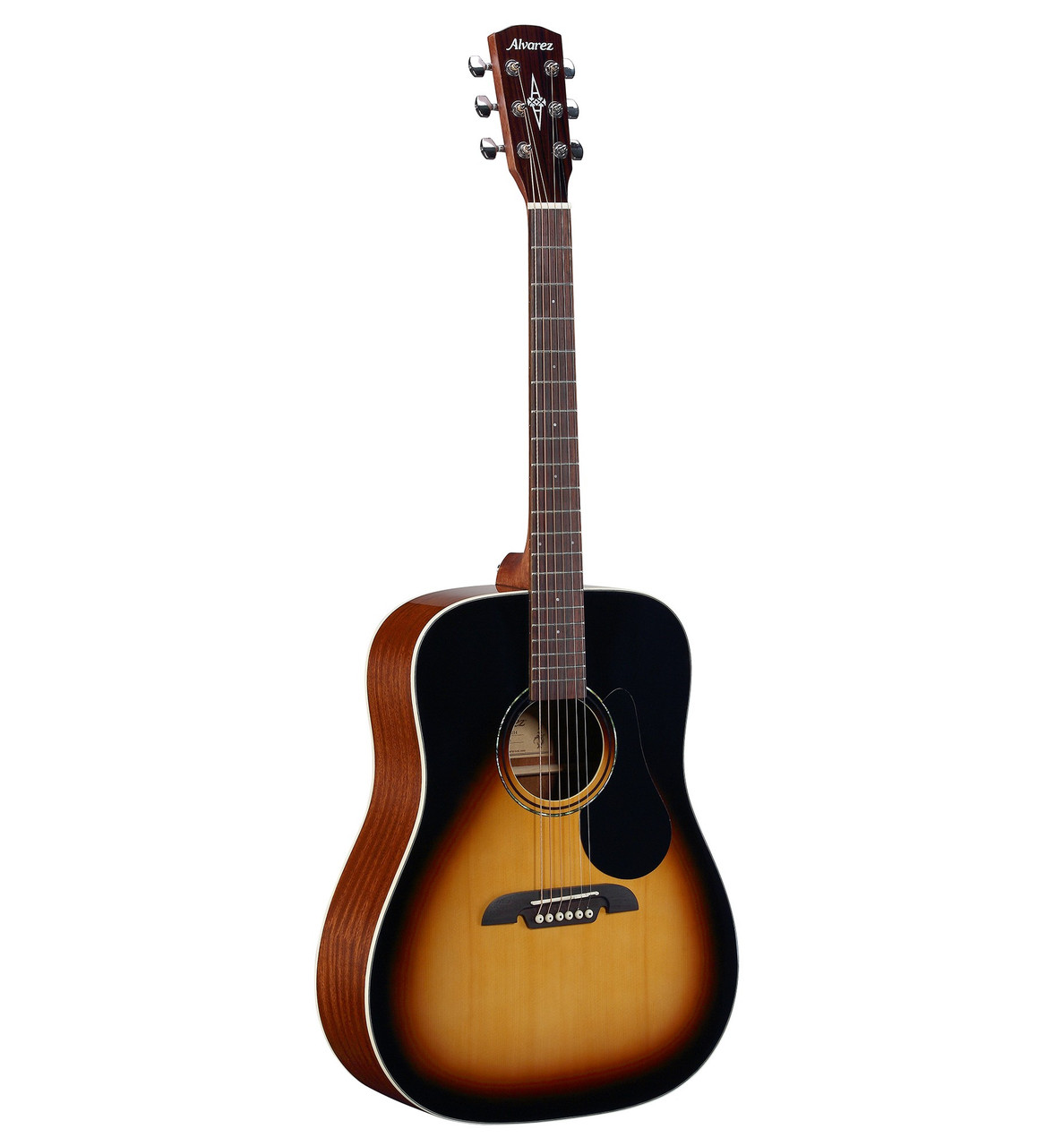The Alvarez Regent RD26SB Dreadnought (RD26SB) features a spruce top with mahogany back and sides, delivering warm, clear tone suitable for learners and everyday players. The comfortable neck profile supports easy playability, while the striking sunburst finish adds classic style. Includes a deluxe padded gig bag, making it perfect for lessons, travel, and first-time guitar owners.