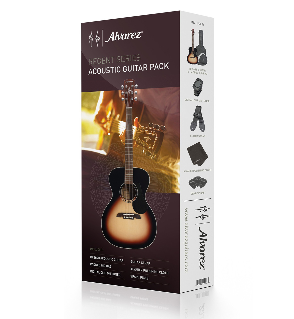 alvarez rf26ssbagp, alvarez regent acoustic pack, folk om acoustic guitar bundle, beginner guitar package, acoustic guitar starter kit, rf26 acoustic guitar, acoustic guitar with accessories, acoustic guitar for sale musician madness