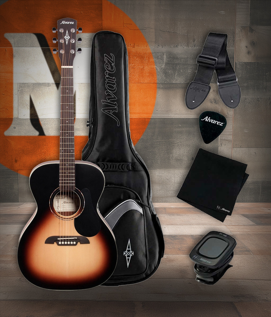 alvarez rf26ssbagp, alvarez regent acoustic pack, folk om acoustic guitar bundle, beginner guitar package, acoustic guitar starter kit, rf26 acoustic guitar, acoustic guitar with accessories, acoustic guitar for sale musician madness