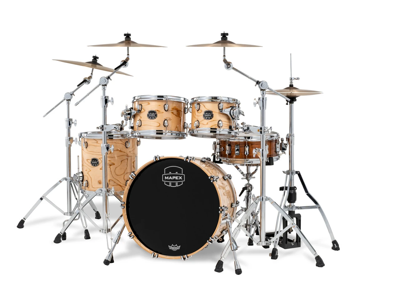 Mapex Saturn VI Fusion Shell Pack 4-Piece - Exotic Natural Burl (SR504XZXN) | Musician Madness