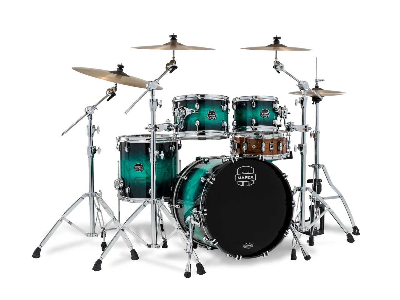 Mapex Saturn VI Fusion Shell Pack 4-Piece - Marine Teal Burst (SR504XZXT) | Musician Madness