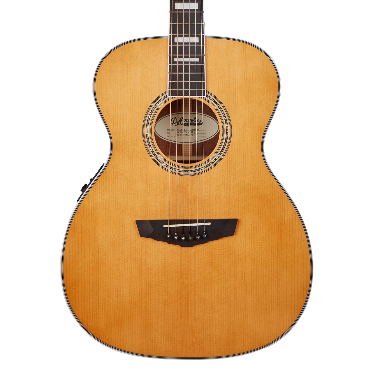 The Tammany Orchestra E Acoustic Guitar (DAPOMVNATAPS) features an Orchestra-size body with a smooth Vintage Natural finish for classic acoustic appeal. Designed for comfort and balanced tone, it offers warm mids, clear highs, and easy playabilityâ€”perfect for students, casual players, and those wanting a comfortable, great-sounding acoustic for practice or performance.