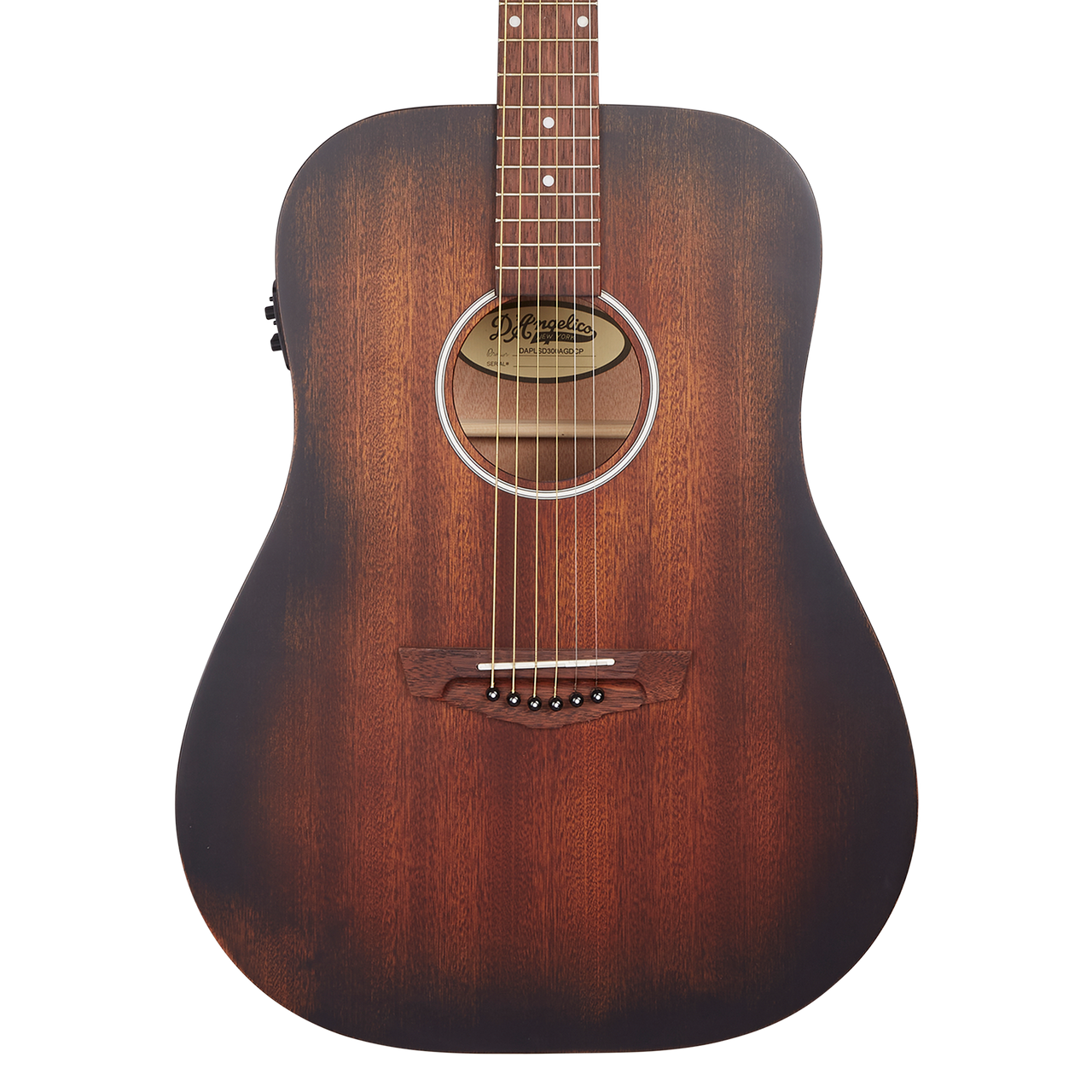 The DÃ¢â‚¬â„¢Angelico Lexington LS Dreadnought E (DAPLSD300AGDCP) features an Aged Mahogany finish that highlights vintage styling and warm acoustic tone. Its dreadnought body offers bold projection with strong low-end response, while the slim neck ensures smooth playability. Built-in electronics provide clear, natural amplified soundÃ¢â‚¬â€ideal for performing musicians and singer-songwriters.