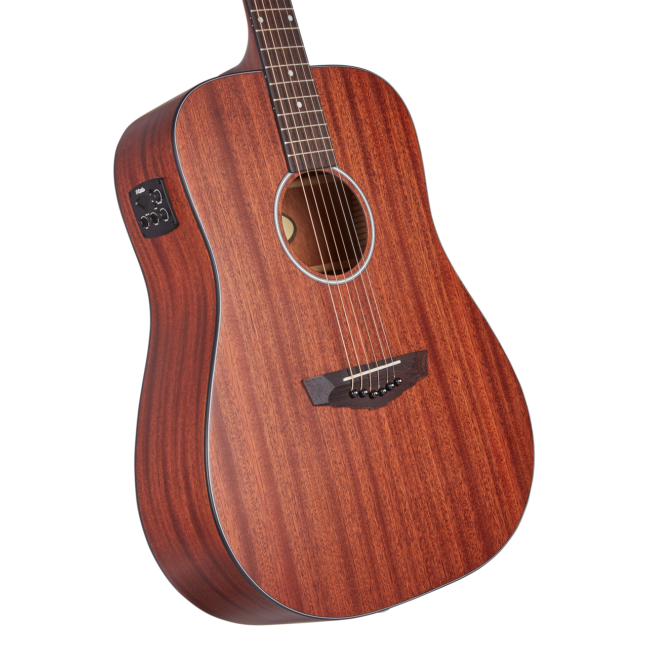 The Dâ€™Angelico Lexington LS Dreadnought E (DAPLSD300MAHCP) offers classic dreadnought power with the warmth of a mahogany body and a smooth satin finish. Its LS design provides comfortable playability, while onboard electronics ensure clean, natural tone when amplified. Ideal for strummers, singer-songwriters, and players wanting a reliable, great-sounding everyday acoustic.