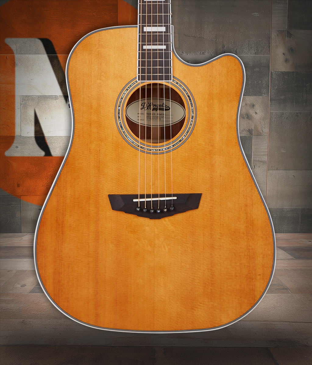 The DÃ¢â‚¬â„¢Angelico Bowery Dreadnought CE (DAPD500VNATAPS) offers powerful projection and warm dreadnought resonance with the convenience of a cutaway for upper-fret access. Its Vintage Natural finish showcases classic acoustic styling, while quality electronics deliver clear amplified tone. Perfect for performers, worship players, and singer-songwriters needing balance, clarity, and stage-ready functionality.