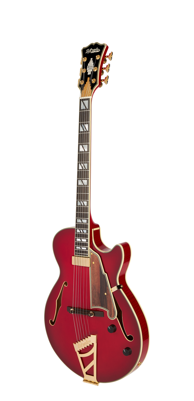 The Dâ€™Angelico Excel SS Thinline Hollow Body (DAESSSGT) delivers classic hollow-body warmth with enhanced comfort thanks to its slim single-cutaway design. Finished in rich Dark Cherry Burst, it features high-quality pickups, elegant binding, gold hardware, and the signature Dâ€™Angelico headstock. Ideal for jazz, blues, soul, and players seeking smooth articulation with vintage-inspired style.