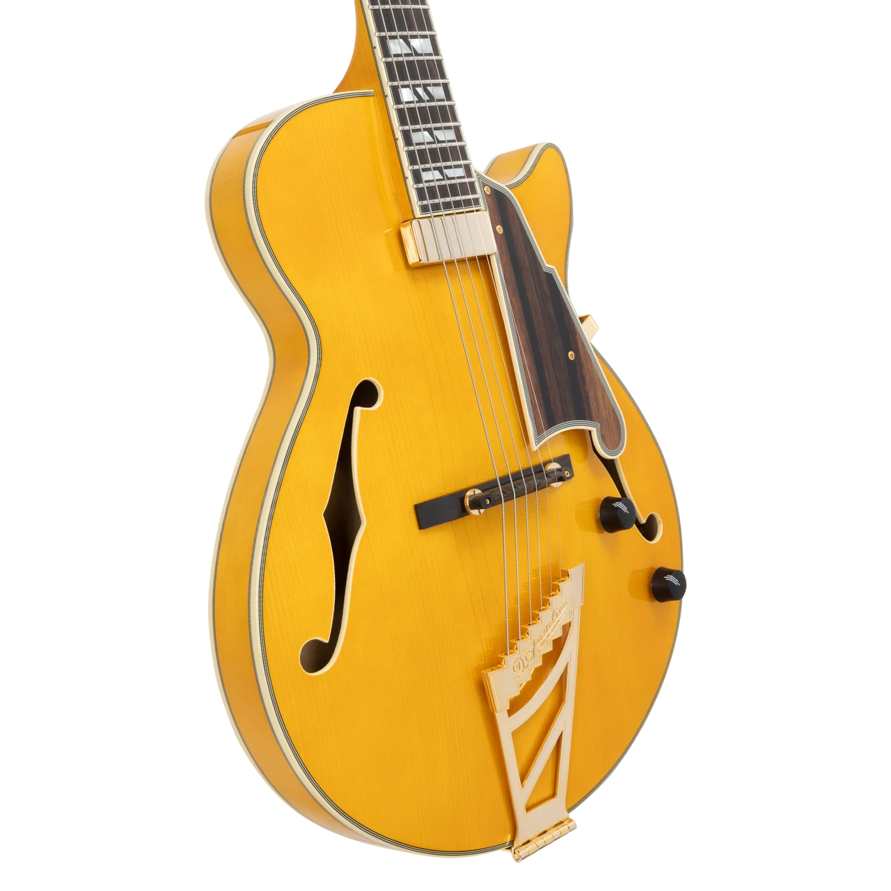 The DÃ¢â‚¬â„¢Angelico Excel SS Thinline Hollow Body (DAESSSAMBGT) features a slim, comfortable single-cutaway design with a warm, resonant hollow-body tone. Its Amber finish highlights classic styling with elegant binding, premium pickups, and gold hardware. Ideal for jazz, blues, R&B, and players seeking vintage sweetness with modern playability.