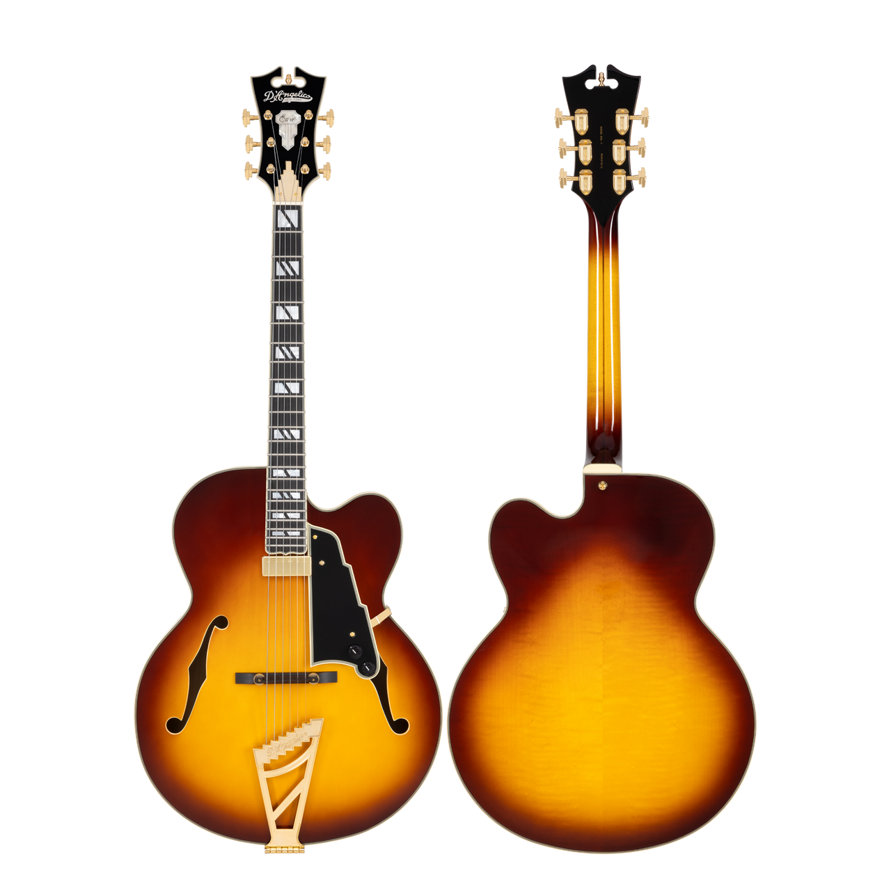 The Dâ€™Angelico Excel EXL-1 Archtop (DAEEXL1DITBGT) features a full hollow-body design with rich, resonant jazz tone and exceptional clarity. Its Dark Iced Tea Burst finish adds vintage-inspired depth, while the floating pickup delivers warm, articulate response ideal for jazz, blues, and soul. Classic Dâ€™Angelico appointments include a stairstep tailpiece, multi-ply binding, and the iconic headstock.