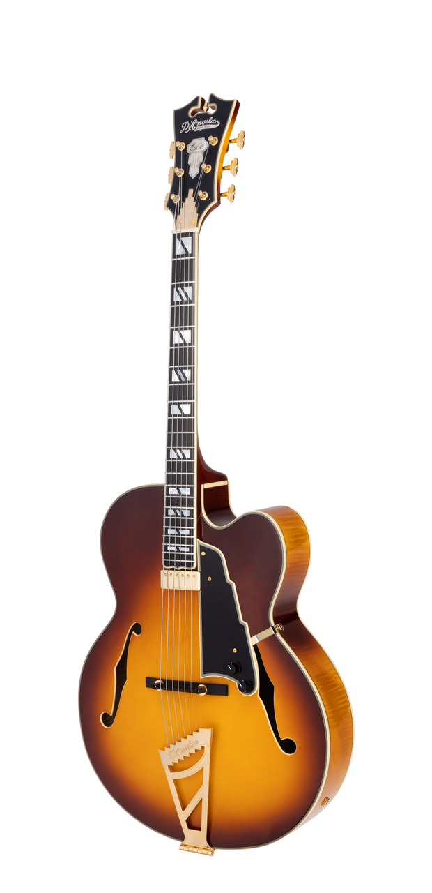 The Dâ€™Angelico Excel EXL-1 Archtop (DAEEXL1DITBGT) features a full hollow-body design with rich, resonant jazz tone and exceptional clarity. Its Dark Iced Tea Burst finish adds vintage-inspired depth, while the floating pickup delivers warm, articulate response ideal for jazz, blues, and soul. Classic Dâ€™Angelico appointments include a stairstep tailpiece, multi-ply binding, and the iconic headstock.