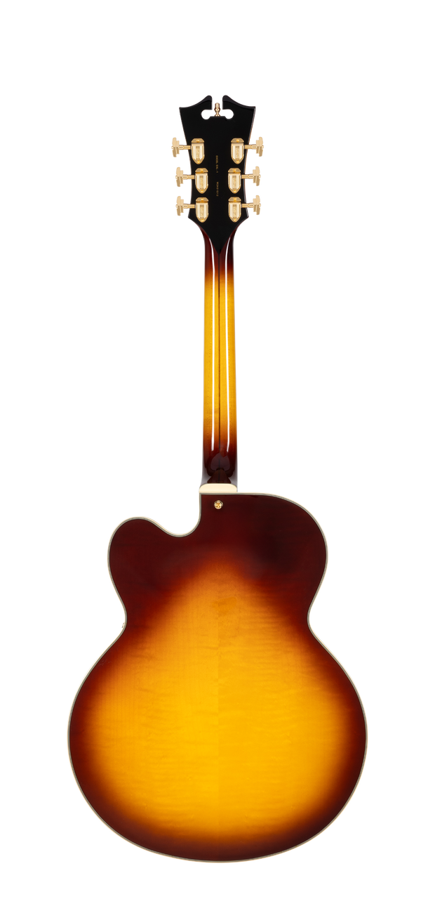 The Dâ€™Angelico Excel EXL-1 Archtop (DAEEXL1DITBGT) features a full hollow-body design with rich, resonant jazz tone and exceptional clarity. Its Dark Iced Tea Burst finish adds vintage-inspired depth, while the floating pickup delivers warm, articulate response ideal for jazz, blues, and soul. Classic Dâ€™Angelico appointments include a stairstep tailpiece, multi-ply binding, and the iconic headstock.