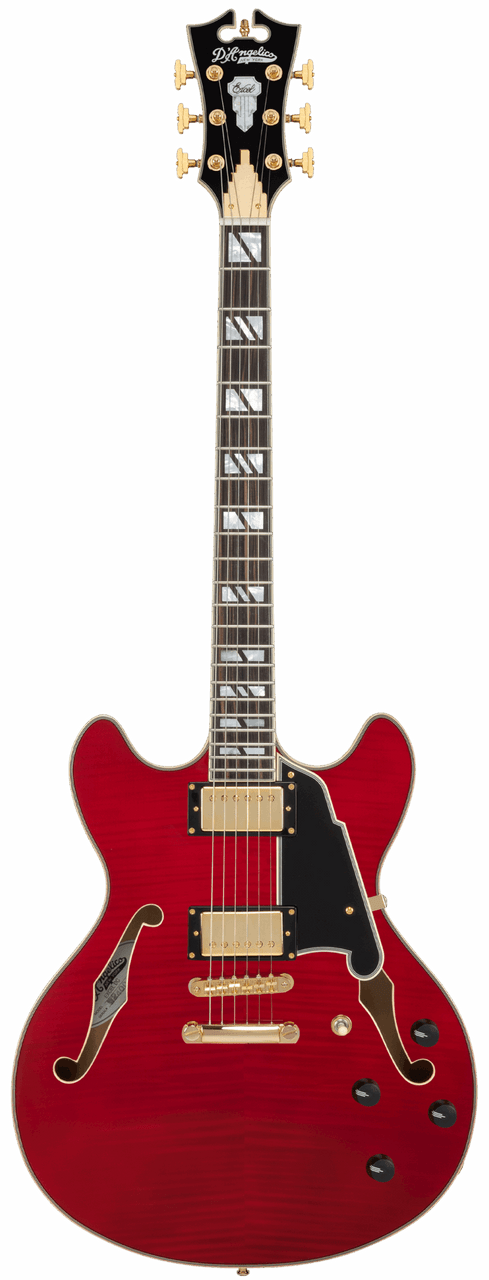 D'Angelico Double Cutaway Electric Guitar w/ Gig Bag - Trans Cherry (DAEDCTCH2GS) | Musician Madness