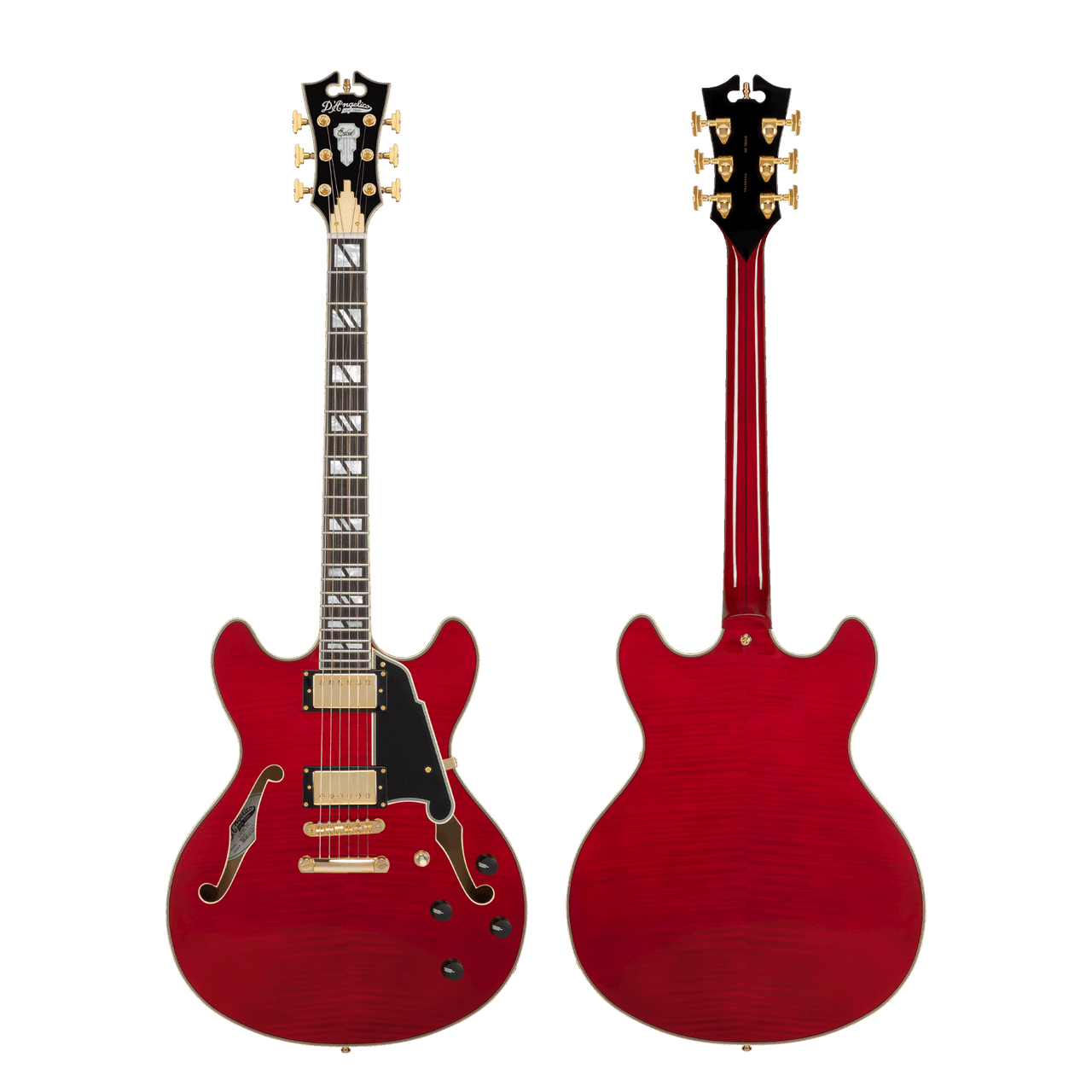D'Angelico Double Cutaway Electric Guitar w/ Gig Bag - Trans Cherry (DAEDCTCH2GS) | Musician Madness