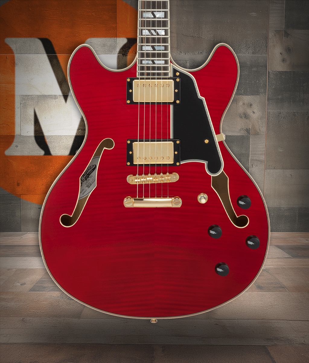 D'Angelico Double Cutaway Electric Guitar w/ Gig Bag - Trans Cherry (DAEDCTCH2GS) | Musician Madness