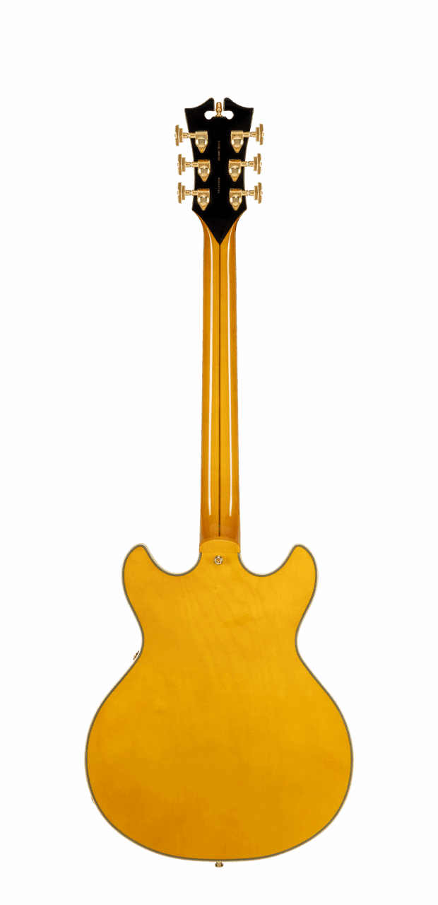 D'Angelico Mini Double Cutaway Electric Guitar w/ Gig Bag - Amber (DAEMDCAMBGS) | Musician Madness