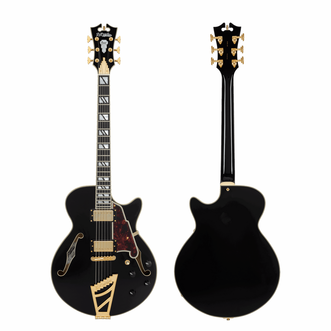 The DÃ¢â‚¬â„¢Angelico Single Cutaway Solid Black (DAESSSBK2GT) delivers classic style, warm tone, and the signature stairstep tailpiece. Shop now at Musician Madness.