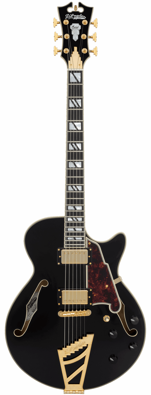 D'Angelico Single Cutaway w/ Stairstep Tailpiece w/ Gig  Bag - Solid Black (DAESSSBK2GT) | Musician Madness