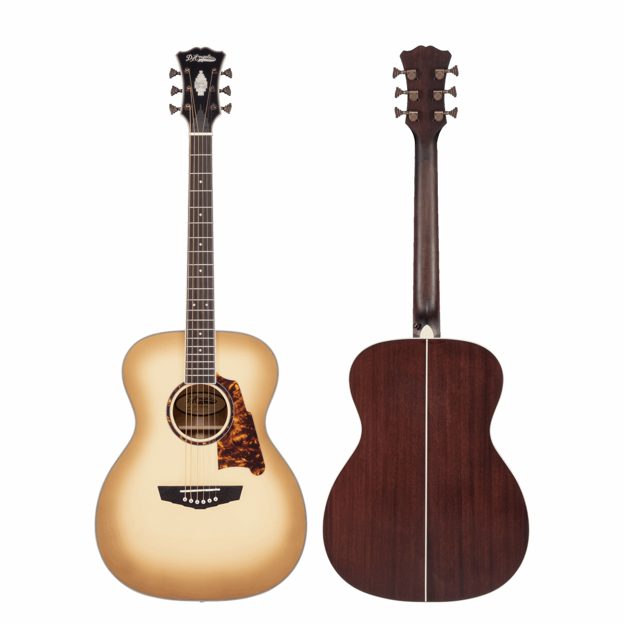 Dâ€™Angelico Excel Tammany acoustic-electric guitar in Sepia Burst featuring an orchestra body, premium Excel detailing, warm sepia finish, onboard electronics, and an included padded gig bag.