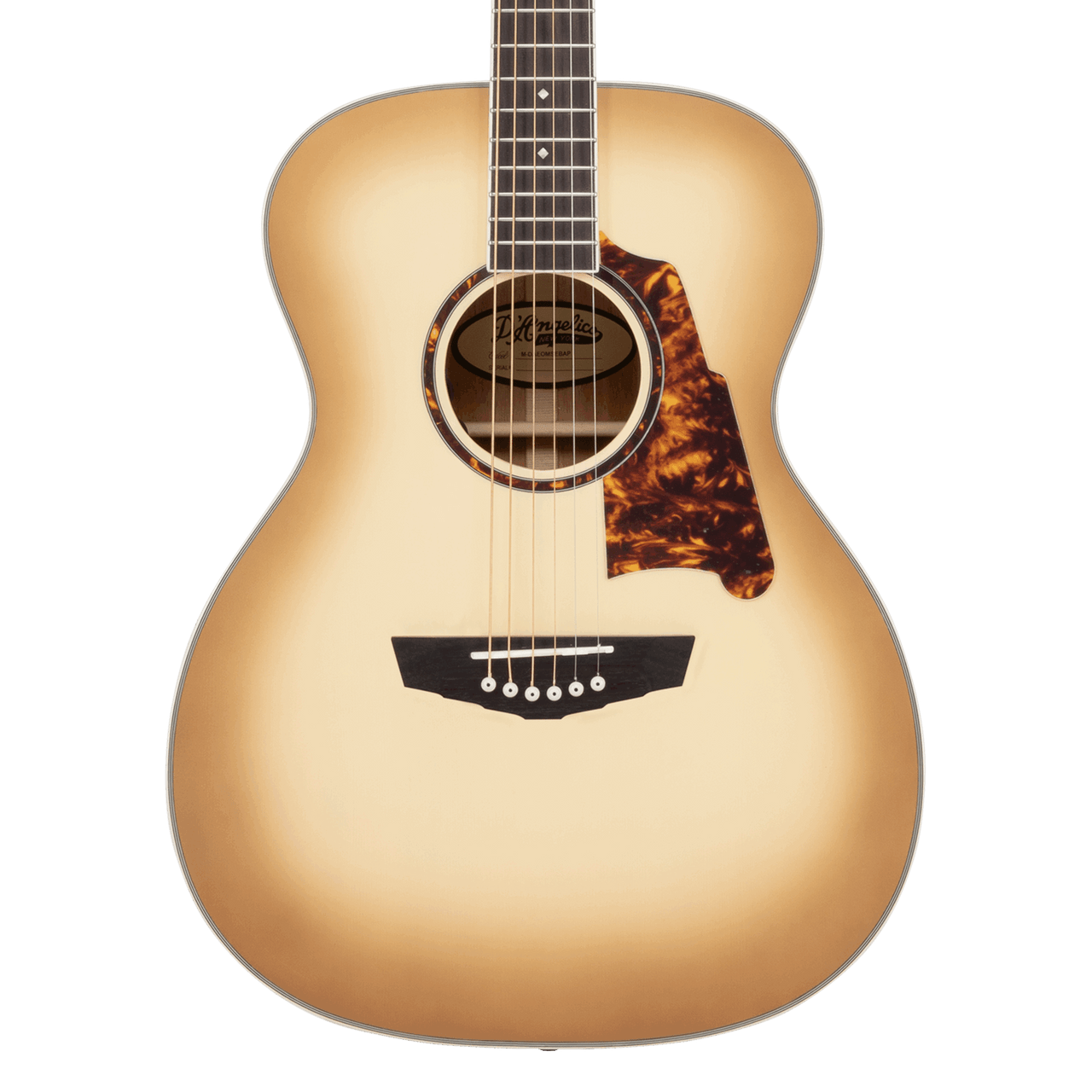 DÃ¢â‚¬â„¢Angelico Excel Tammany acoustic-electric guitar in Sepia Burst featuring an orchestra body, premium Excel detailing, warm sepia finish, onboard electronics, and an included padded gig bag.