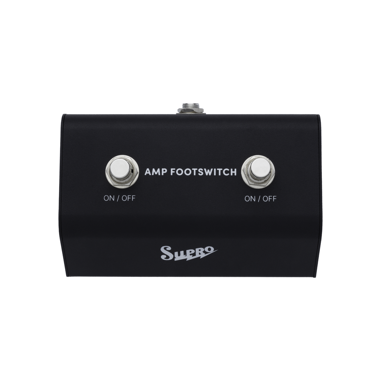 Supro SFS2 Dual Amp Footswitch featuring dual switching functionality, durable construction, compatible amp connectivity, and streamlined design for live performance use.