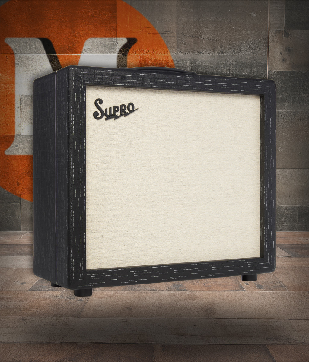 Supro Royale 1x12 guitar combo amplifier in Black Scandia featuring boutique tube-driven tone, wide dynamic response, vintage Supro aesthetics, and versatile clean-to-drive performance.