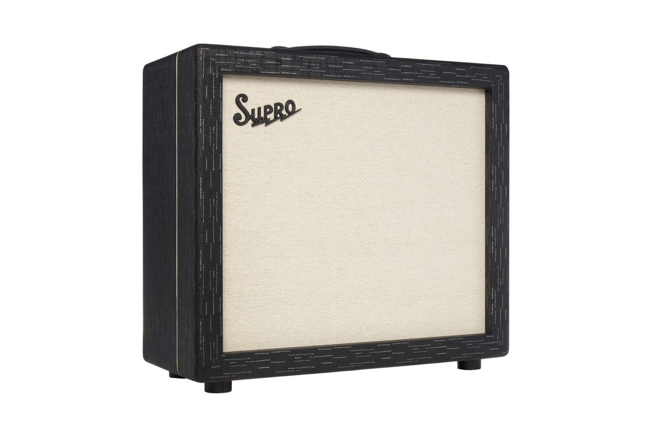 Supro Royale 1x12 guitar combo amplifier in Black Scandia featuring boutique tube-driven tone, wide dynamic response, vintage Supro aesthetics, and versatile clean-to-drive performance.
