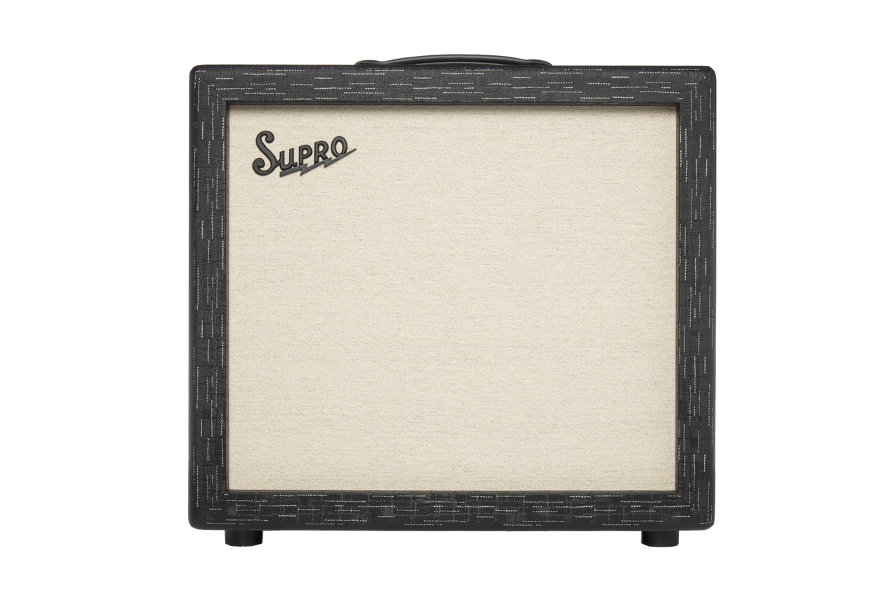 Supro Royale 1x12 guitar combo amplifier in Black Scandia featuring boutique tube-driven tone, wide dynamic response, vintage Supro aesthetics, and versatile clean-to-drive performance.