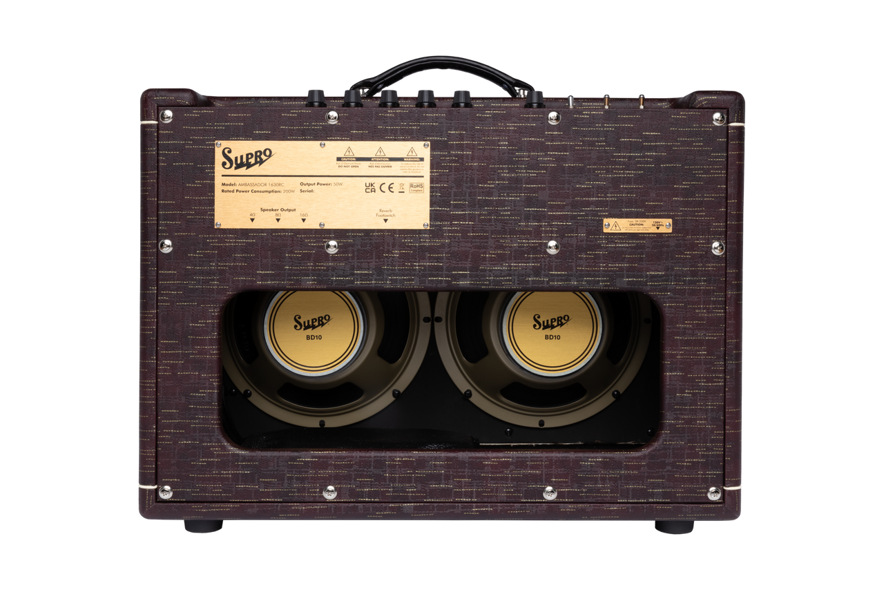 Supro Ambassador 2x10 - 35W/50W Combo - Burgundy Gold Scandia (1630RCBUR) | | Musician Madness