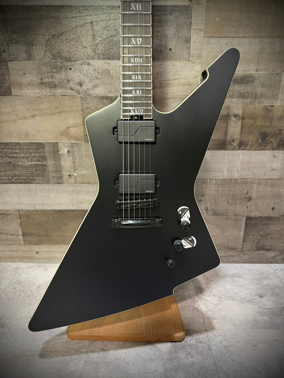 Schecter E-1 SLS Evil Twin - Satin Black Electric Guitar (1343) | Musician Madness