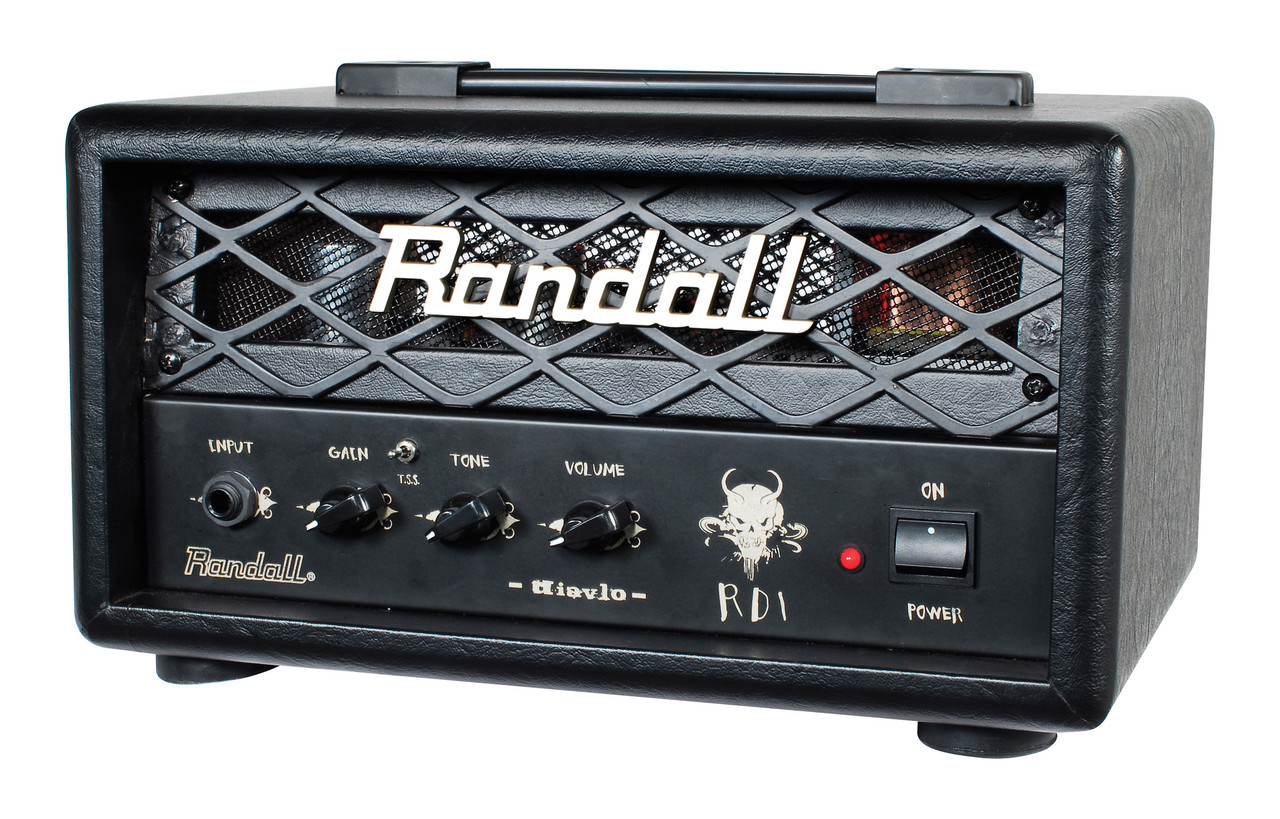 Randall RD1H 1-watt guitar amplifier head featuring a compact design, high-gain voicing from the Diavlo series, rugged build quality, and simple single-channel control layout.