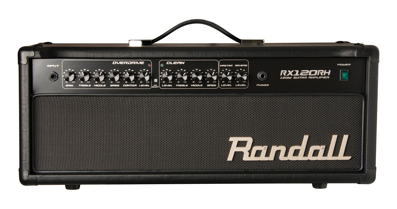 Randall RX120RH 120-watt guitar amplifier head featuring solid-state power, high-gain tonal shaping, rugged construction, and the signature Randall RX series design.