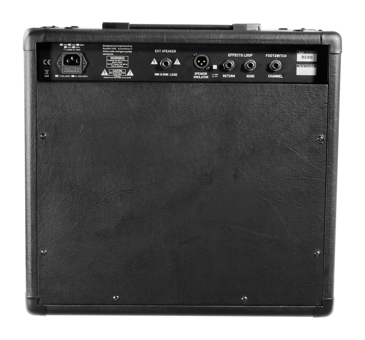 Randall RG80 solid state 80-watt guitar combo amplifier featuring two independent channels, punchy high-gain performance, rugged cabinet design, and versatile tone shaping.