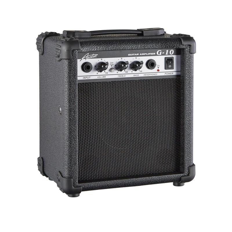 Austin AST100CR Classic Double Cutaway Guitar Bundle in Cream featuring the AST100CR electric guitar, Austin AUG10 amplifier, instrument cable, and a complete beginner-friendly setup.