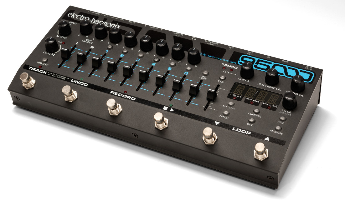 Electro-Harmonix 95000 Performance Loop Laboratory featuring six mono tracks plus stereo mixdown, SDHC storage, advanced transport controls, built-in metronome, MIDI synchronization, and full-featured looping for studio and stage performance.