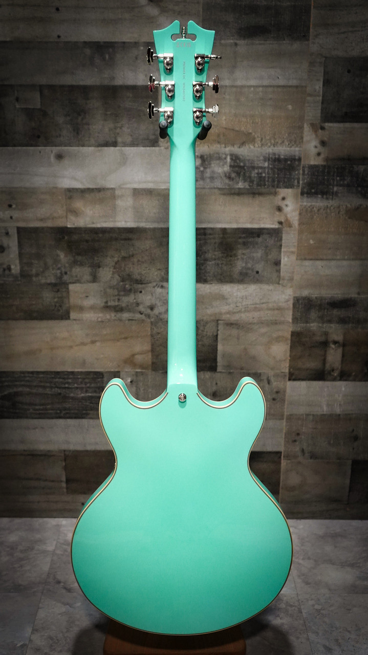 Shop the D'Angelico Premier DC Semi-Hollow Electric Guitar in Surf Green (DAPDCSGRNS) at Musician Madness. Smooth tone, modern style, fast shipping.
