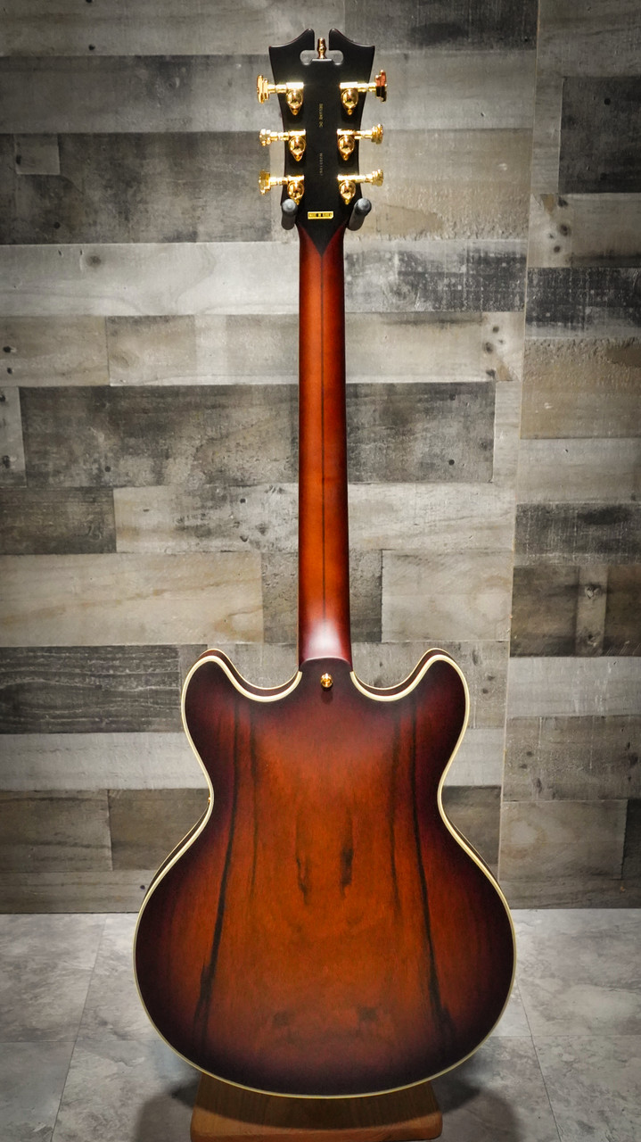 D'Angelico Deluxe DC Semi-Hollow Electric Guitar - Satin Brown Burst (DADDCSBBGS) | Musician Madness