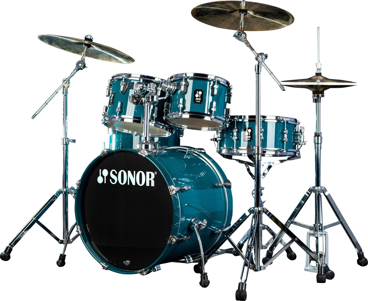 Shop the Sonor AQ1 Studio Set in Caribbean Blue (AQ1-STUDIOWMCCB) at Musician Madness. Punchy birch tone, compact studio sizes, premium Sonor build.