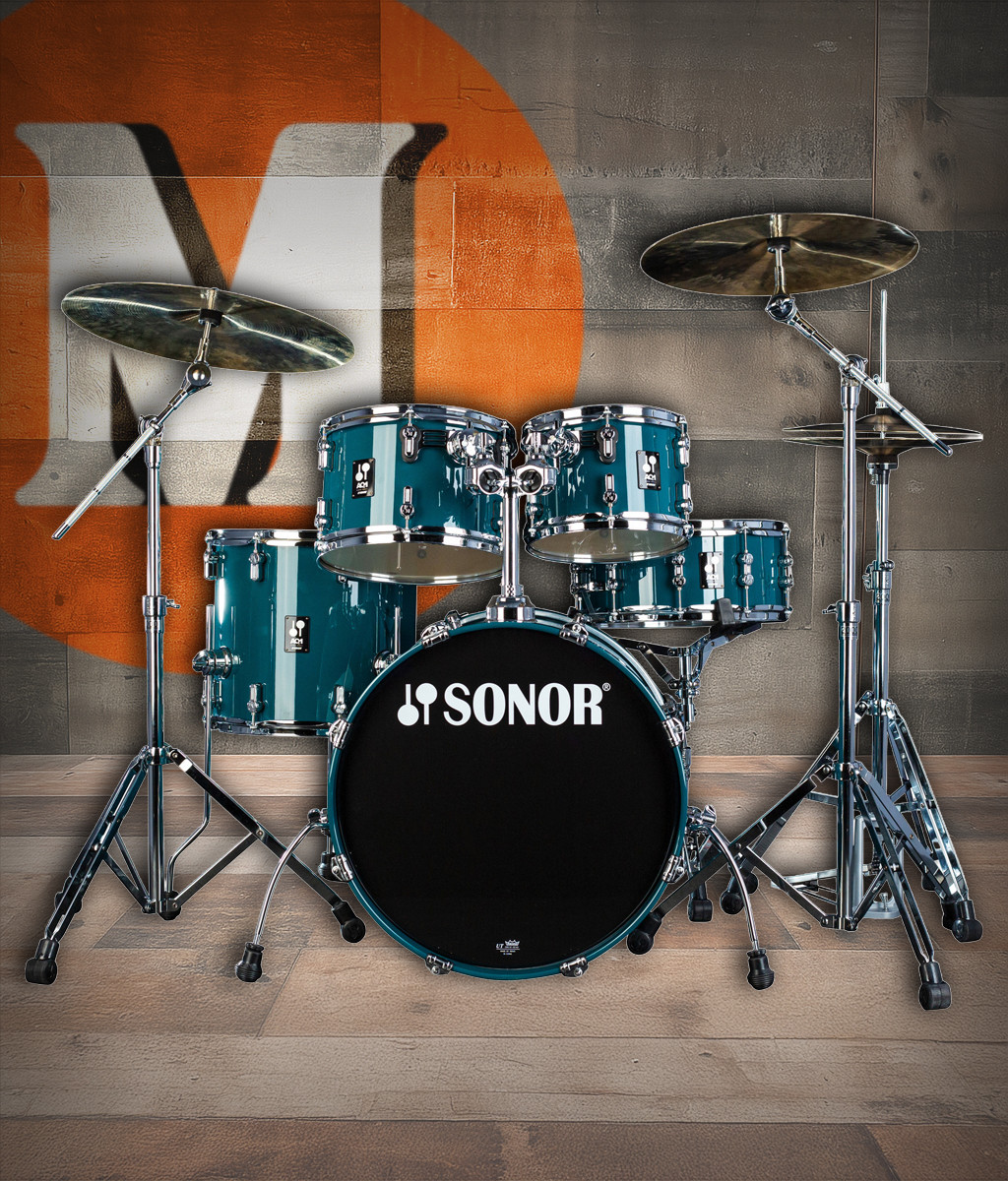 Shop the Sonor AQ1 Studio Set in Caribbean Blue (AQ1-STUDIOWMCCB) at Musician Madness. Punchy birch tone, compact studio sizes, premium Sonor build.