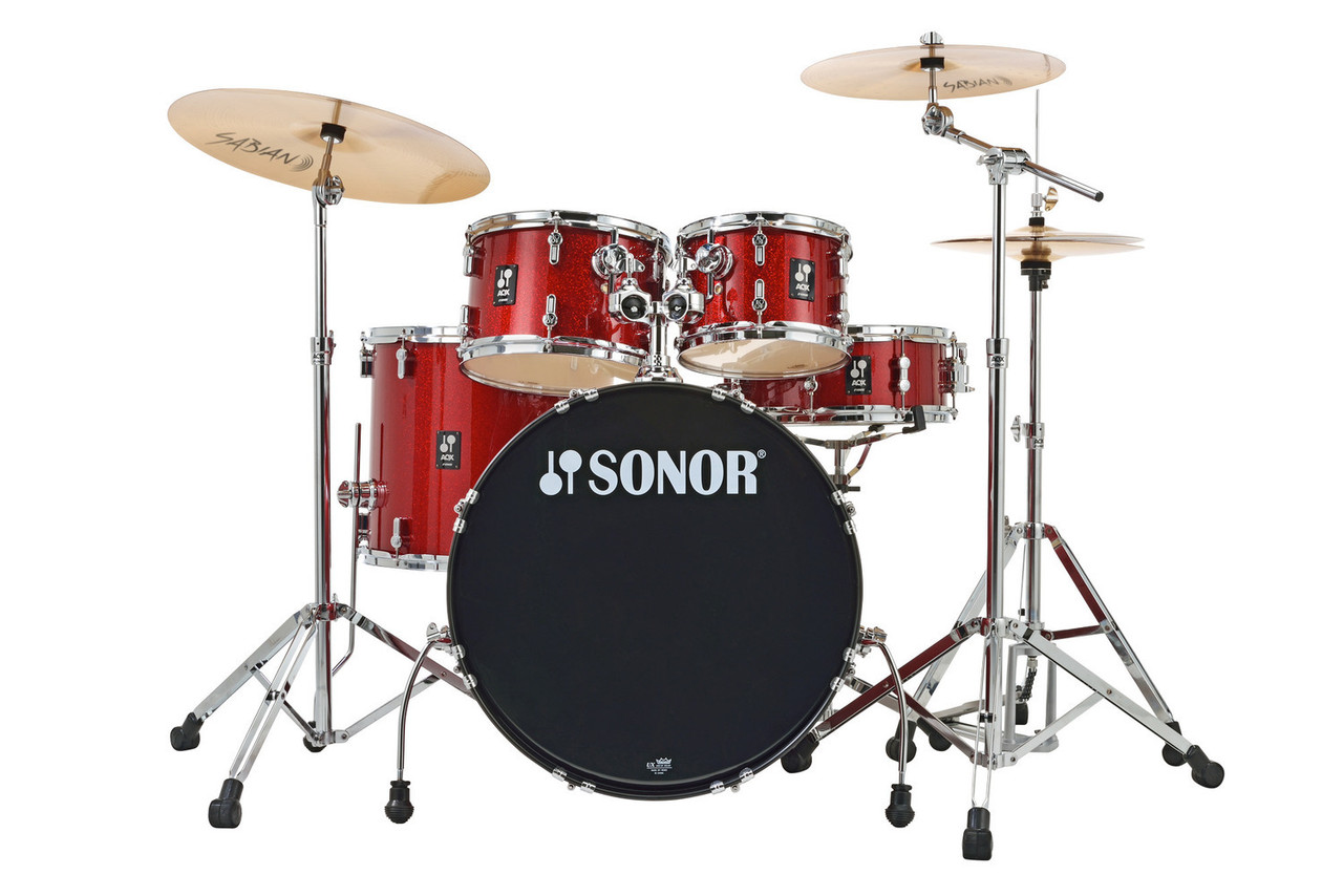 Shop the Sonor AQX Stage Set in Red Moon Sparkle w/ 1000 Series Hardware (AQX STAGE NC RMS) at Musician Madness. Complete setup with punchy tone and great value.
